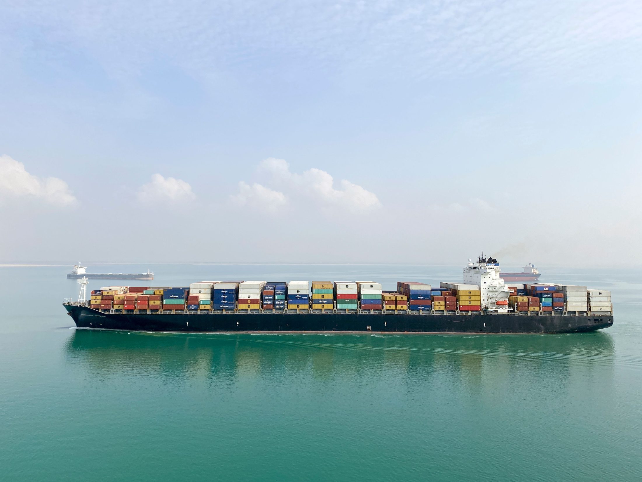 Container ship carrying imported goods
